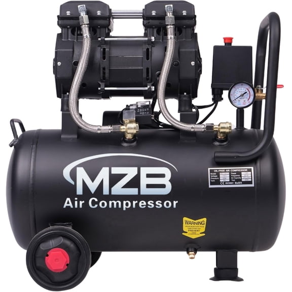 1.5HP 6.4 Gallon Oil-Free Air Compressor, 110V 7.41CFM 115PSI Ultra Quiet 70dB Steel Tank Compressor with Wheels for Spray Paint Auto Repair Woodworking
