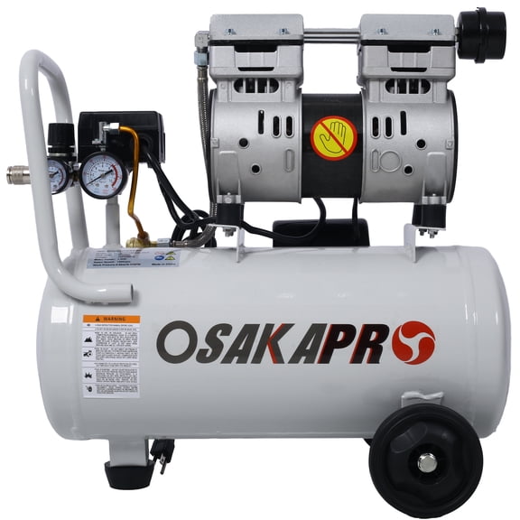 1.5HP Silent Oil-Free Air Compressor 8 Gallon, Portable Electric Shop Air Compressor with Wheels, Lightweight for Nail and Impact Wrench, 70 dBA, Automatic Drain Valve, Light Gray