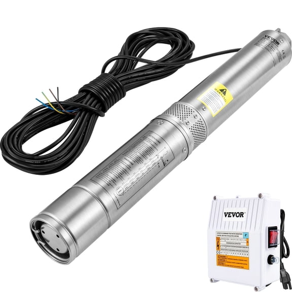 1.5HP Submersible Water Pump for Deep Well, 115V 60Hz, 37GPM 276ft Head, 4" Stainless Steel, IP68 Waterproof w/ External Control
