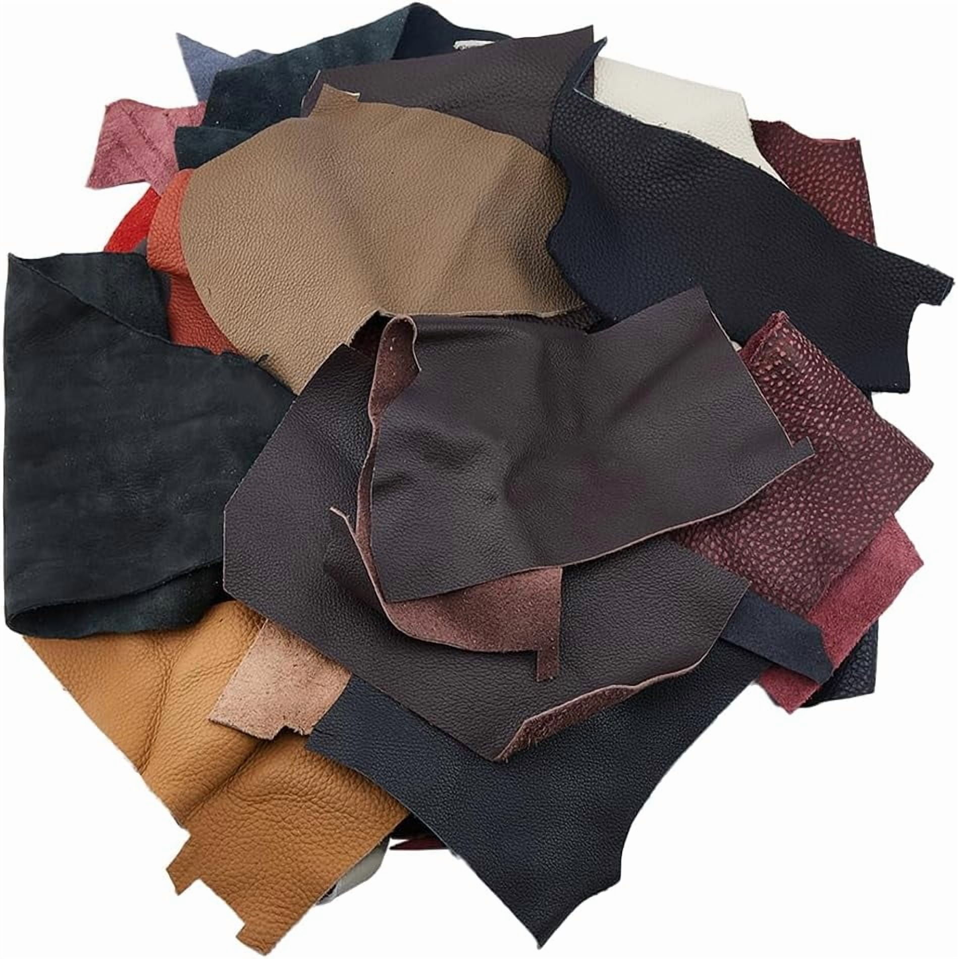 1.5KG Leather Scraps for Crafts Mixed Colors Leather Pieces Full Grain Leatheres Large Cowhide Scraps for Tooling Engraving Embossing Stamping Arts Crafts colorful