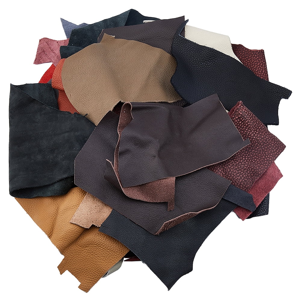 1.5KG Leather Scraps for Crafts Mixed Colors Leather Pieces Full Grain Leatheres Large Cowhide Scraps for Tooling Engraving Embossing Stamping