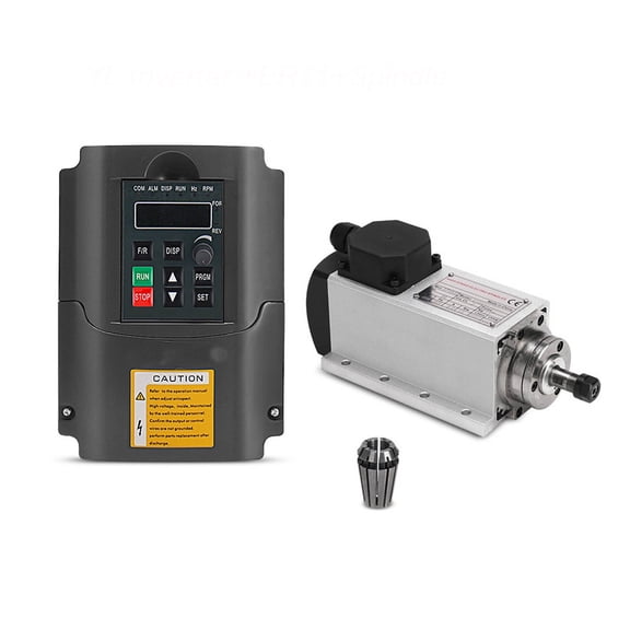 1.5KW Air-Cooled Square Spindle Motor Kit ER11 24000RPM With Y-L/H-Y Frequency Inverter For CNC Engraver