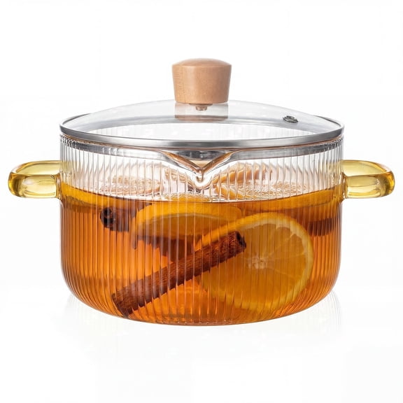 1.6L(1.7Qt/54oz) Borosilicate Glass Saucepan with Lid & Pour Spout, Stovetop Microwave Dishwasher Safe