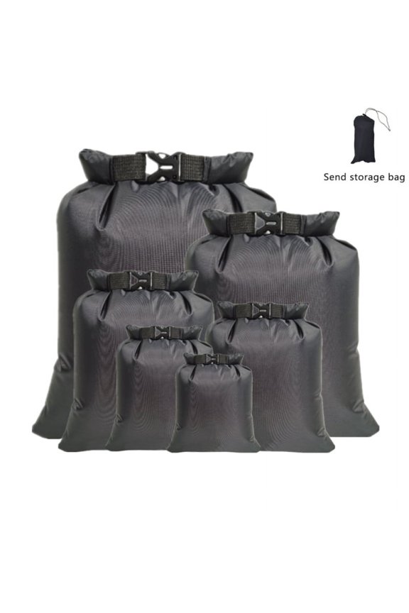 Waterproof Dry Bags Set, Lightweight Dry Sacks Portable Dry Bag, Drifting Snorkeling Lightweight Ultimate Storage Pouch Bag for Travel Rafting Swimming 6PCS, Gray