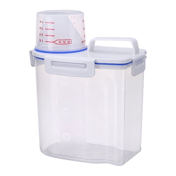1.5L/3L Airtight Food Storage Container for Flour,Rice Cereal & Sugar-Kitchen Plastic Pantry Bin with Airtight Buckle Lid & Measuring Cup,Dry Goods Dispenser,1Pc,Easy to Clean(Clear,7.1x4.7x8.7")