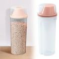 thumbnail image 1 of 1.5L Airtight Grain Storage Container â Clear Dispenser with Measuring Scoop & Funnel Spout for Rice, Cereal, Beans, Pet Food â Kitchen Pantry Organization Essentials, Pink, 1 of 3