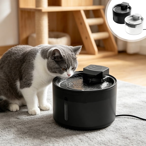 1.5L Automatic Pet Water Fountain, Quiet Circulating Cat and Dog Water Dispenser with Multi Stage Filtration, USB Powered Filtered Pet Waterer for Indoor Cats Small Dogs, Black, 7"x7"x6"