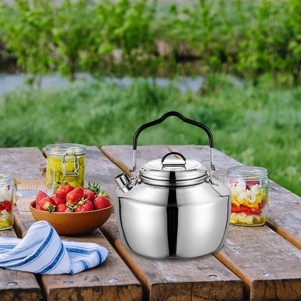 1.5L Camping Water Kettle Portable Water Pot Stainless Steel Sturdy Hiking Picnic Pot Style A