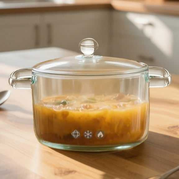 1.5L Clear Glass Cooking Pot With Lid & Handle 52.8Oz Heat-Resistant Glass Saucepan Pan Clear Glass Simmer Pot For Pasta Soup Food & Milk