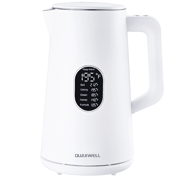 1.5L Electric Tea Kettle, Temp Control Display, Keep Warm, Auto Shut-Off, White