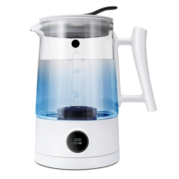 1.5L Glass Hydrogen Generator Water Kettle,Hydrogen Rich Water Kettle,Water Ionizer with SPE PEM Technology Alkaline Ionizer Generator Electrolysis Generator Hydrogen Content up to 2300 PPB