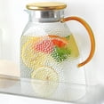 thumbnail image 1 of 1.5L Glass Pitcher with Stainless Steel Gold Lid - Ideal Fridge Door Water Pitcher for Hot or Cold Beverage, Iced Tea, Juice, Milk, Coffee, Lemonade, 1 of 7