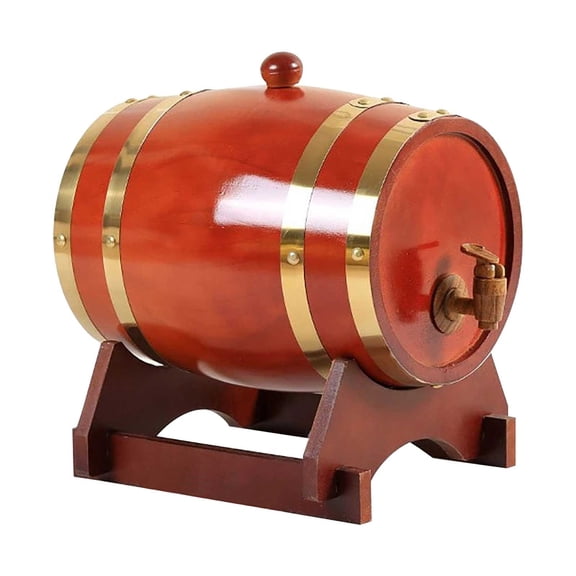1.5L Mini Wooden Wine Barrel Dispenser Vintage Oak Storage Cask with Tap Stand Home Bar Decor Beer Whiskey Storage Container