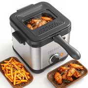 Deep Fryer, 1.6QT Electric Deep Fryer with Hangable Basket, Viewing Window, Adjustable Temperature 175 F-375 F, Stainless Steel Countertop Oil Fryer, 950W, Dishwasher Safe Parts