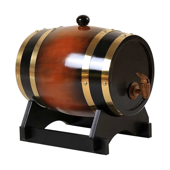 1.5L Wooden Wine Barrel Decorative Beer Keg Storage Barrel Wooden Whiskey Barrel with Spigot Rustic Home Bar Display Beverage Container for Wine Spirits Party Home Decoration