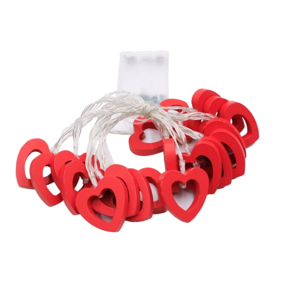 1.5M 10 Lights Always Valentine'S Day Red Wood Art Heart Led String Decor Holiday