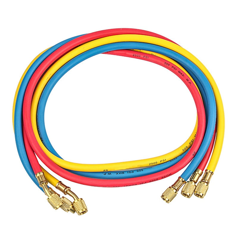 1.5M AC Charging Hose Tube Kit Hose Low Loss Fittings for R134A R12 R22 Refrigerant Air Conditioning Manifold Gauge