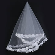 1.5M Bridal Veil Transparent Mesh Bride Veil for Wedding Hairstyle (White)