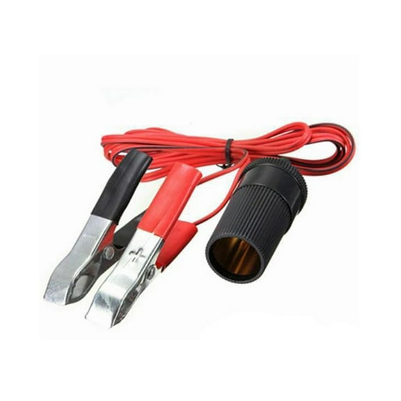 1.5M Car Battery Terminal Clamp with Clip-on Lighter Socket Power Adapter for Car Booster and Jumper Cables