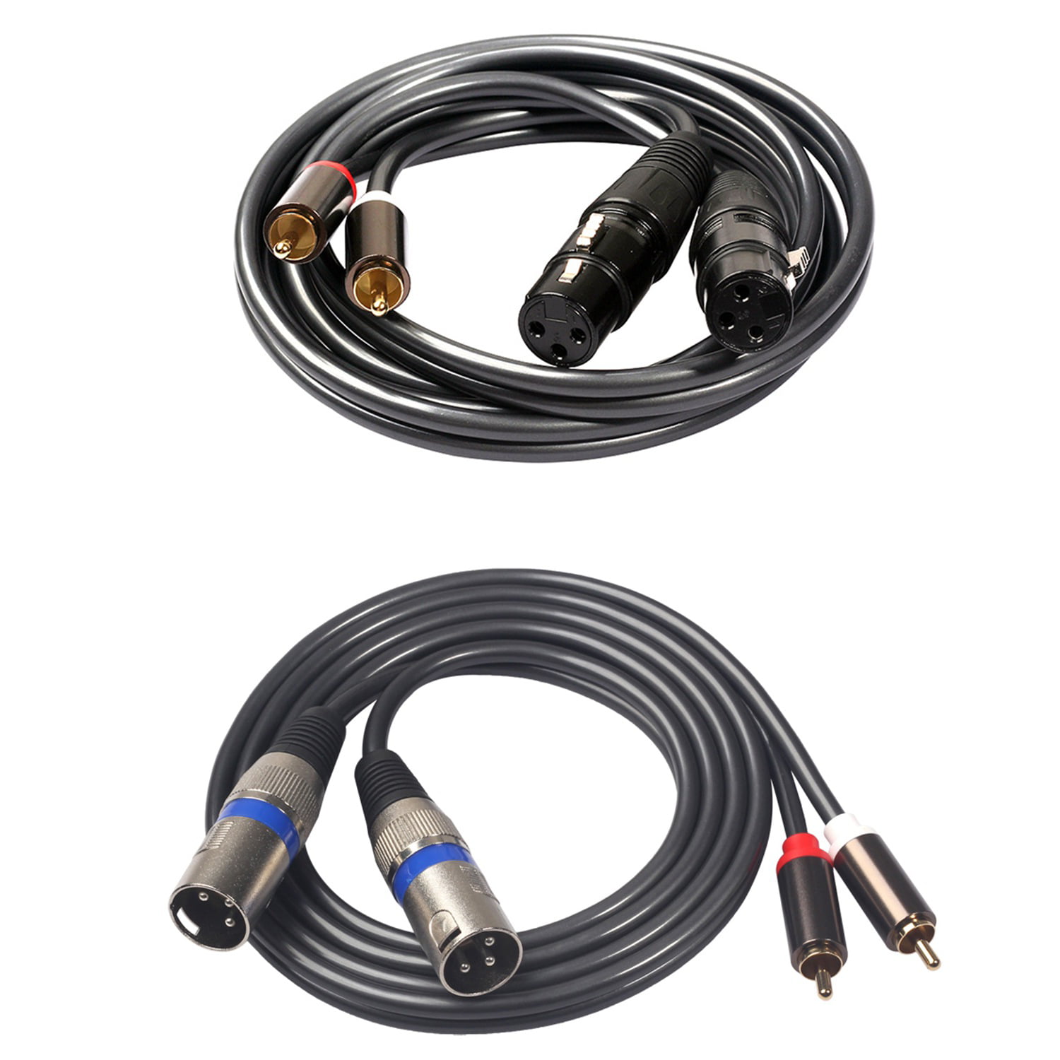 Double Jack 6.35 Mm 1/4 Inch Plug Double Rca Male Jack Audio Cable 1 Meter