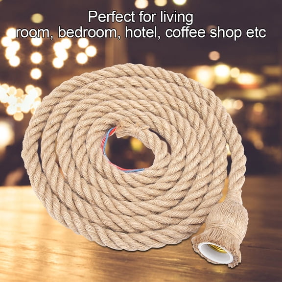 1.5M E27 Base Vintage Hanging Hemp Rope For Light Retro Lamp Ceiling Pendant 1 Head