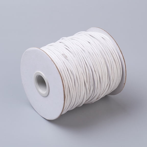 1.5MM White Waxed Cotton Cord Soft Round Thread Smooth Wax Braid Bracelet Lanyard Cords Bulk Rolls with Spool for Jewelry Making Sewing Beading