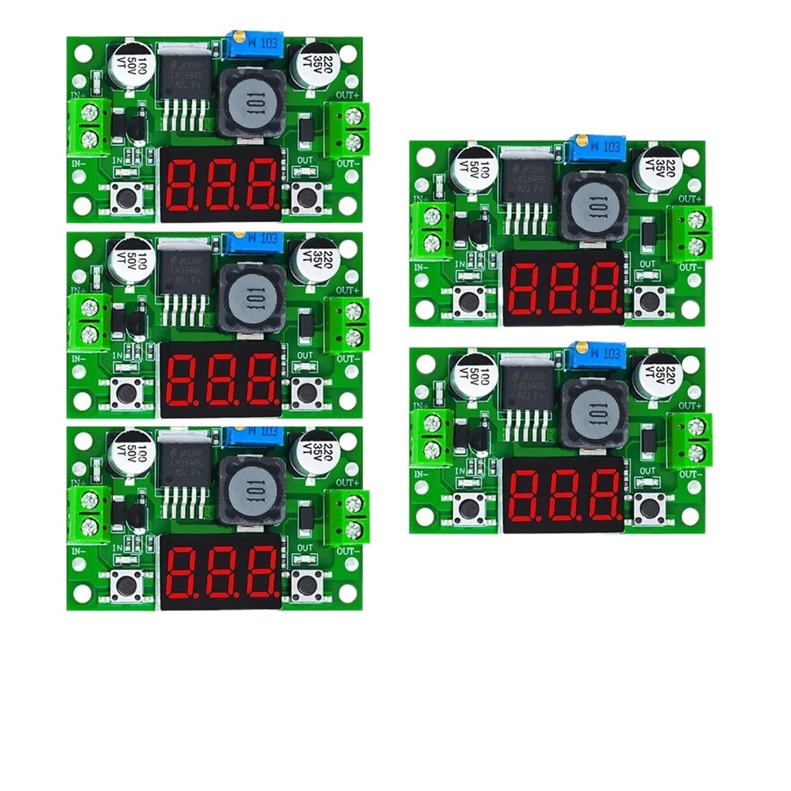 1~5PCS EGBO LM2596 LM2596S Power Module + LED Voltmeter DC-DC ...
