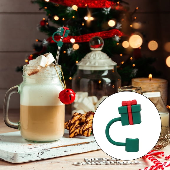 1/5Pcs Christmas Straw Covers Cap, 10mm Christmas Straw Toppers for Tumblers Accessories, Reusable Straw Cap Stopper for Straws Tip Lids