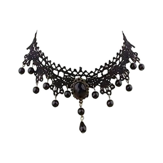 1/5Pcs Gothic Choker, Steampunk Black Lace Neck Choker Halloween Jewelry for Women,D,12in,Halloween Decoration