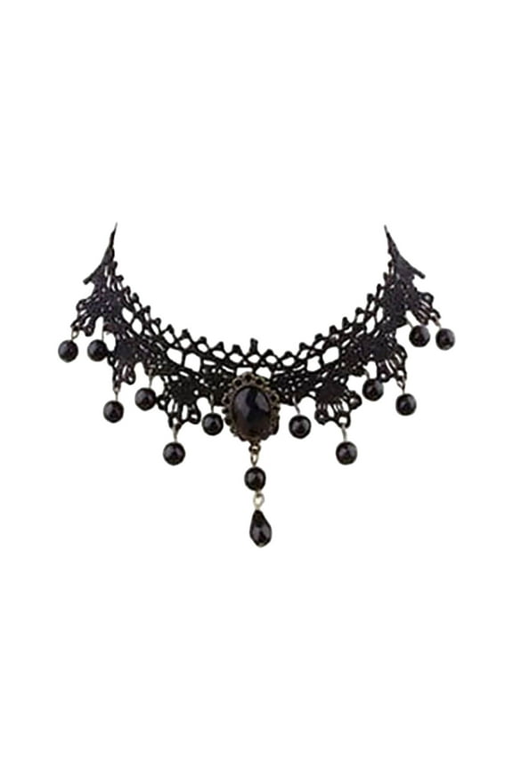 1/5Pcs Gothic Choker, Steampunk Black Lace Neck Choker Halloween Jewelry for Women,D,12in,Halloween Decoration