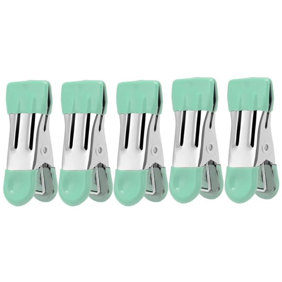 1/5Pcs New Windproof Stainless Traceless Clothes Drying Clips Pants Clip Food Bag Clips Clothes Pins GREEN 5PC