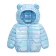 thumbnail image 1 of 1-5T Little Girls Puffy Coats Kids Metallic Hooded Jacket Warm Winter Outerwear with Pockets Light Blue 9-12 Months, 1 of 4