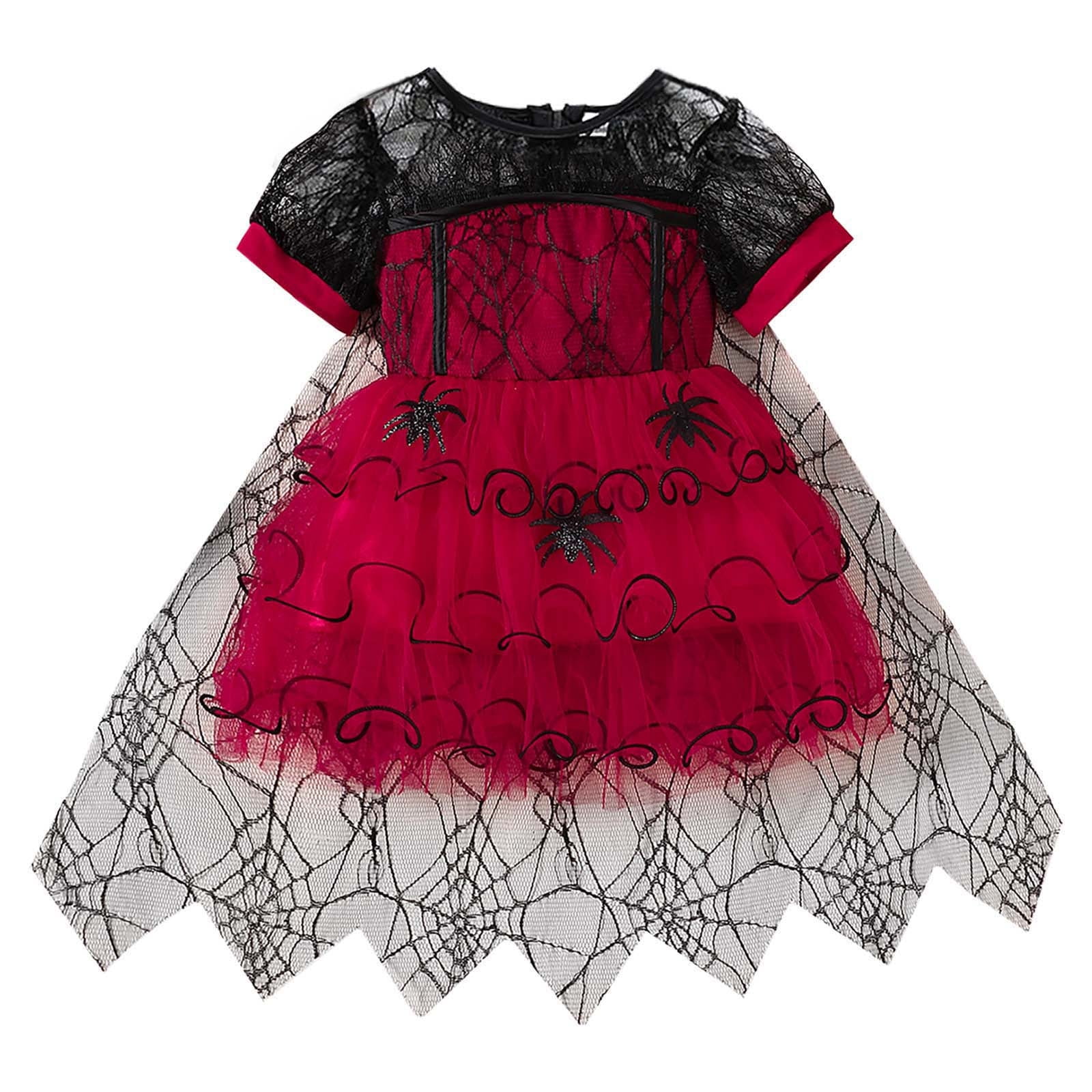 15T Toddler Baby Girl Halloween Costume Short Sleeve Spider Lace Tutu