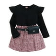 thumbnail image 1 of 1-5T Toddler Kids Baby Girls Ruffle Long Sleeve Top Tweed Skirt with Waist Bag 3PCS Clothes Fall Winter Outfit, 1 of 9
