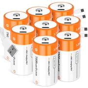 1.5V 7500mAh USB Rechargeable D Lithium Batteries,Rechargeable D Battery 8 pack ,Lr20 1.5v Battery Size D