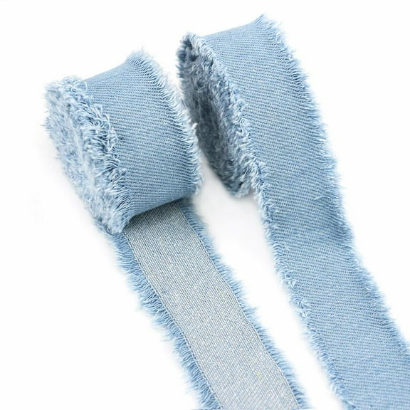 1.5Yards Denim Ribbon Jeans Cloth Fabric DIY Sewing Crafts Handmade Fringe Silk Ribbon Hairclip Bows Clothes Blue Cowboy Decor
