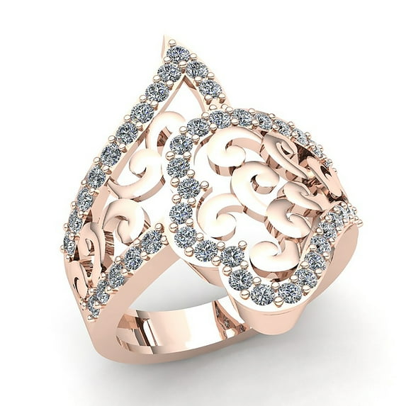 1.5carat Round Cut Diamond Ladies Bridal Floral Vintage Anniversary Wedding Band Solid 14K Rose, White or Yellow Gold GH SI1