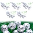 1.5cm Artificial Holly Berries, Glitter Mini Fake Berries Decor on Wire