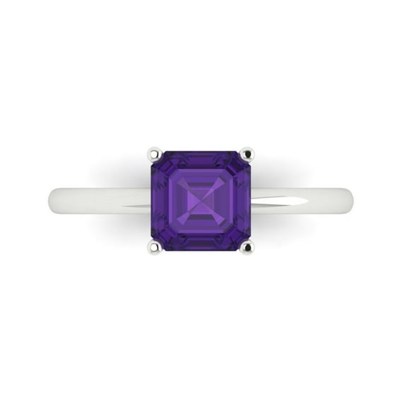 Solitaire Engagement Ring for Women - 1.5ct Natural Amethyst in 14K White Gold Promise Ring