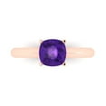 thumbnail image 1 of Solitaire Engagement Ring for Women - 1.5ct Natural Amethyst in 14K Rose Gold Promise Ring, 1 of 6
