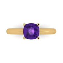 Solitaire Engagement Ring for Women - 1.5ct Natural Amethyst in 14K Yellow Gold Promise Ring
