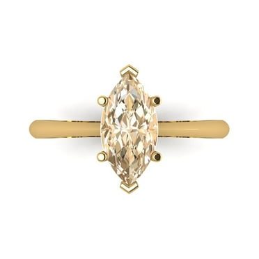 1.5 ct Marquise Cut Natural Morganite Solitaire Engagement Ring for Women in 14K Yellow Gold