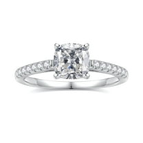 1.5ct Moissanite Engagement Ring 925 Sterling Silver Cushion Cut Diamond Ring Wedding Band Promise Rings for Women Customizable Size