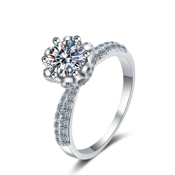 1-5ct Moissanite Engagement Rings for Women Round Cut D Color VVS1 Sterling Silver Diamond Rings Moissanite Wedding Rings for Women with Certificate