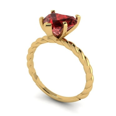 1.5ct Pear Cut Pink Crystal 18k Yellow Gold Engraving Statement Bridal Wedding Solitaire Designer Ring Size 3.5