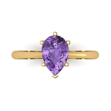Solitaire Engagement Ring for Women - 1.5ct Simulated Alexandrite in 14K Yellow Gold Promise Ring