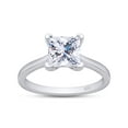 thumbnail image 1 of 1.5ct Princess Cut Moissanite Rings for Women, Brilliant D Color VVS1 Clarity Lab Created Diamond Solitaire Ring 18K White Gold Over Sterling Silver 4-Prong Moissanite Engagement Ring for Women-8, 1 of 9