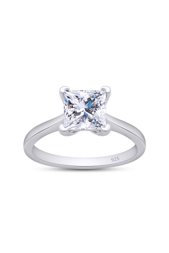1.5ct Princess Cut Moissanite Rings for Women, Brilliant D Color VVS1 Clarity Lab Created Diamond Solitaire Ring 18K White Gold Over Sterling Silver 4-Prong Moissanite Engagement Ring for Women-8