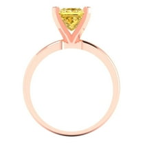 1.5 ct Princess Cut Simulated Yellow Diamond Solitaire Engagement Ring for Women in 18K Rose Gold