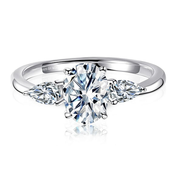 ASH'S CHOICE 1.5ct Radiant Cut Moissanite Rings for Women White Gold Plated Promise Ring Jewelry